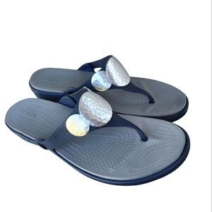 CROCS Sanrah Navy and Silver Sandals